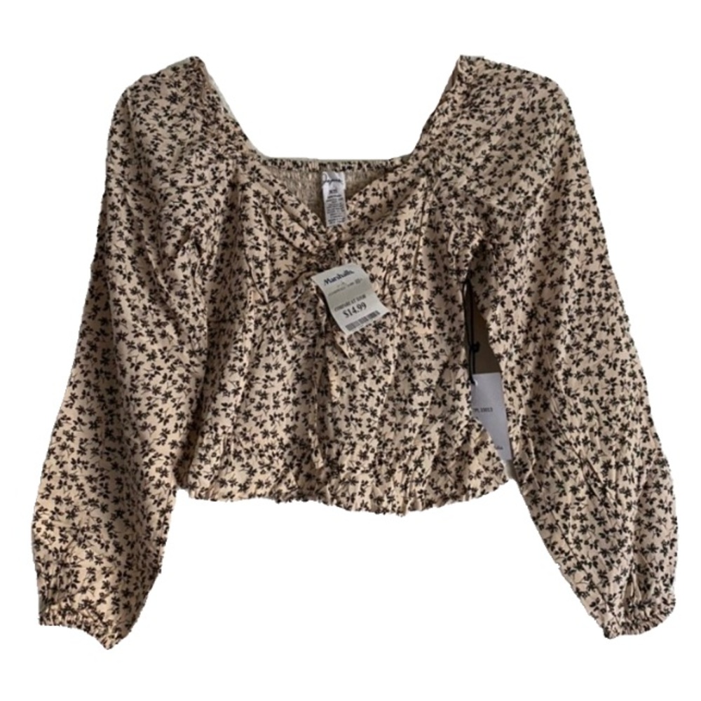 Floral Long Sleeve Peplum Blouse